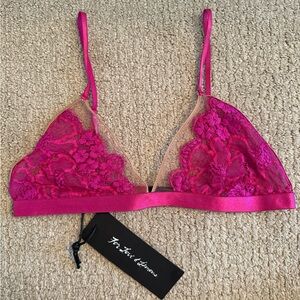 For Love & Lemons Pink & Nude Lace Bralette